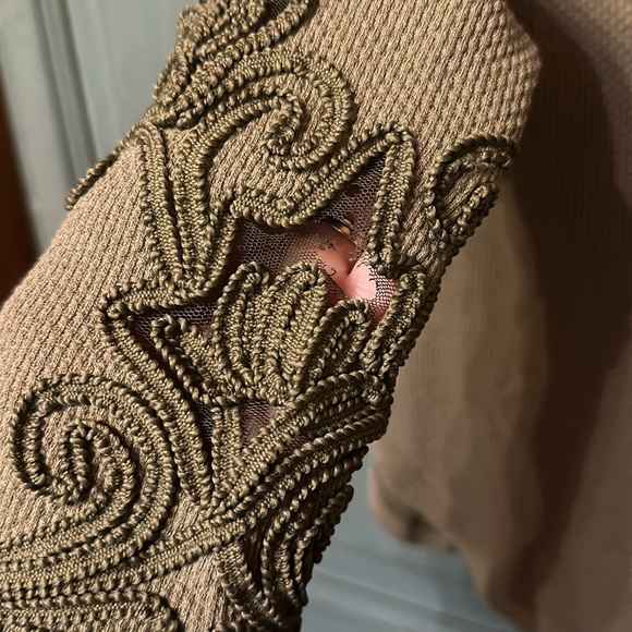 Free People Thermal Long-sleeve Shirt with Embellishments on the Sleeves *AS IS - Picture 3 of 6